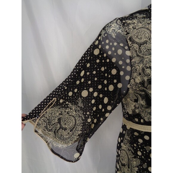 Anac Designed by Kimi Dot V-Neck Top Size Large Mesh Tie Waist Flare Sleeve Y2K - Picture 12 of 16